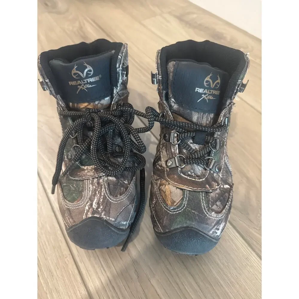 RealTree Camo Hiking Boots Boys Sz 3 Mid Rise Outdoor Hunting Trail Shoes